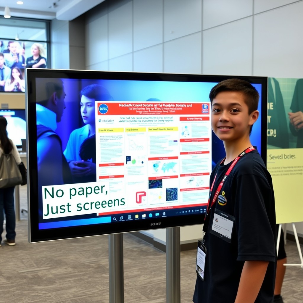 Conference hall with digital poster screens
